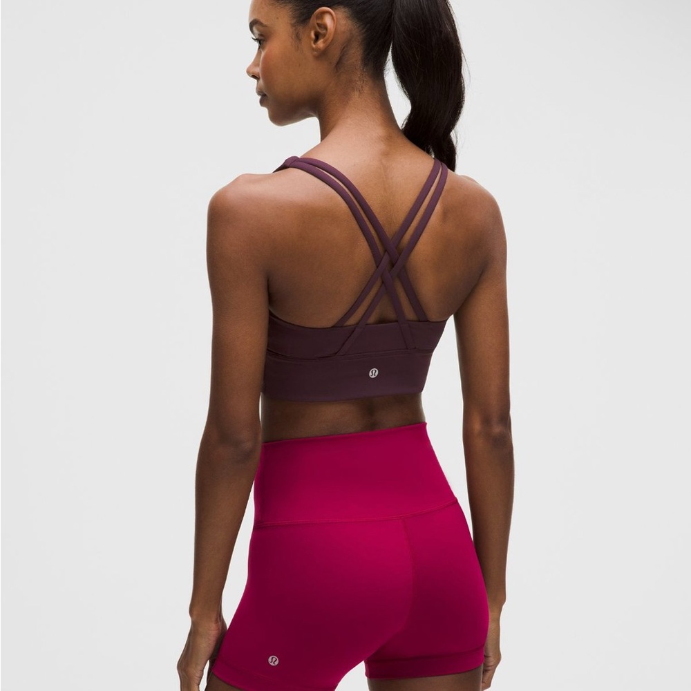 LULULEMON Energy Bra Long Line Black Plum Size 8 NWT Sold Out - Picture 2 of 4